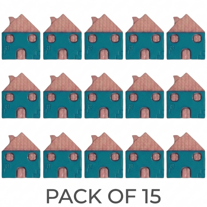 Cute House Shape Buttons Pack of 15