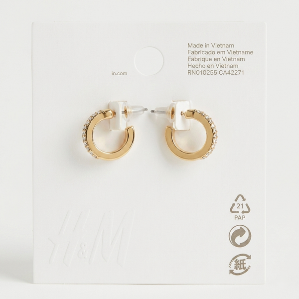 Gold Crystal Huggie Earrings
