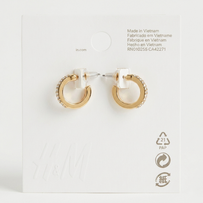 Gold Crystal Huggie Earrings