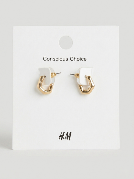 Gold Pentagon Hoop Earrings
