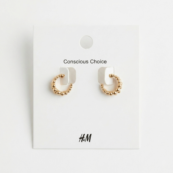 Gold Tiny Beaded Hoop Earrings