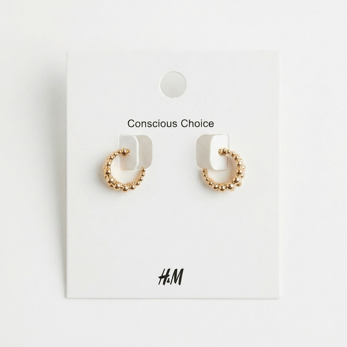 Gold Tiny Beaded Hoop Earrings