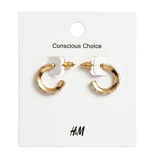 Gold Faceted Chunky Hoop Earrings