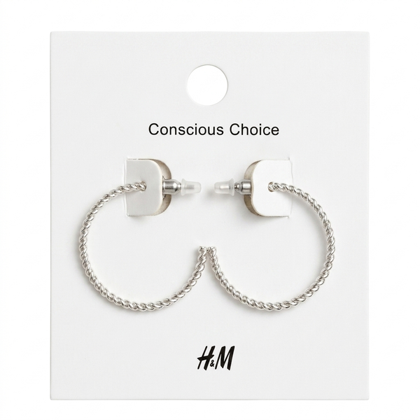Silver Twisted Large Hoop Earrings