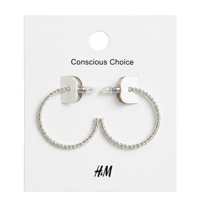 Silver Twisted Large Hoop Earrings