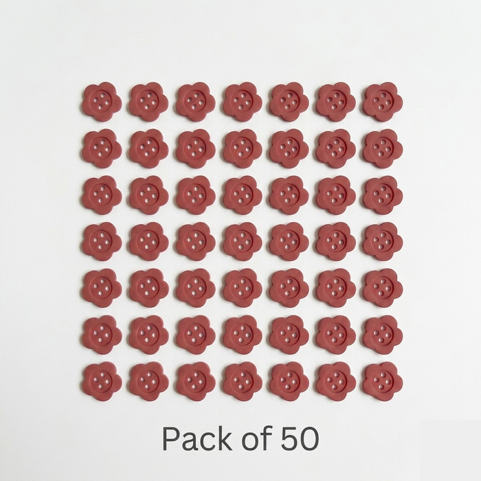Red Flower Buttons Pack of 50