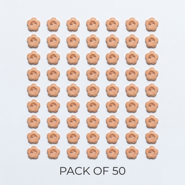 Peach Flower Buttons Pack of 50