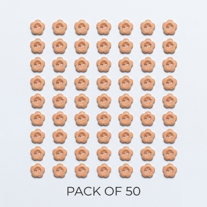 Peach Flower Buttons Pack of 50