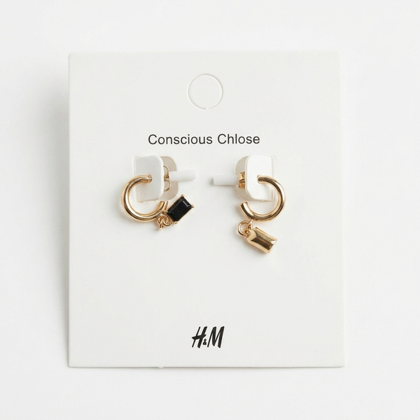 Gold Hoop with Charm Drop Earrings