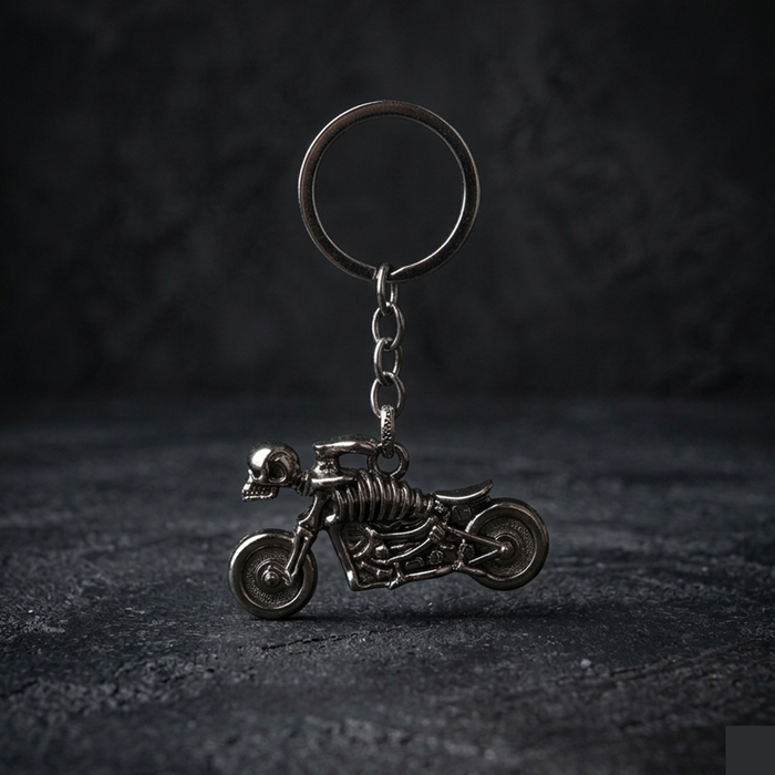 Skeleton Skull Motorcycle Metal Keychain