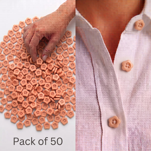 Peach Flower Buttons Pack of 50