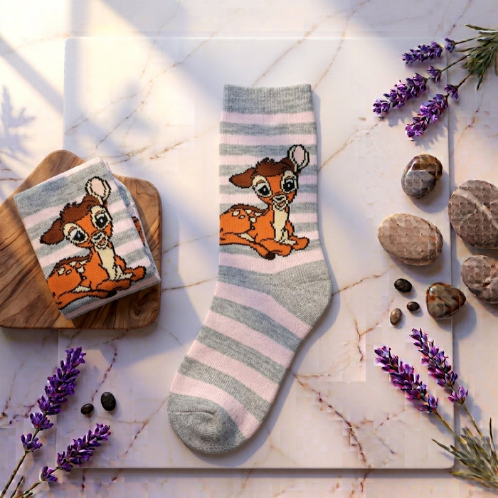 Cartoon Deer Print Socks