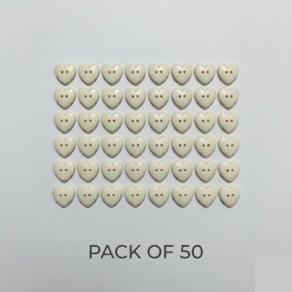 Cream Heart Buttons Pack of 50