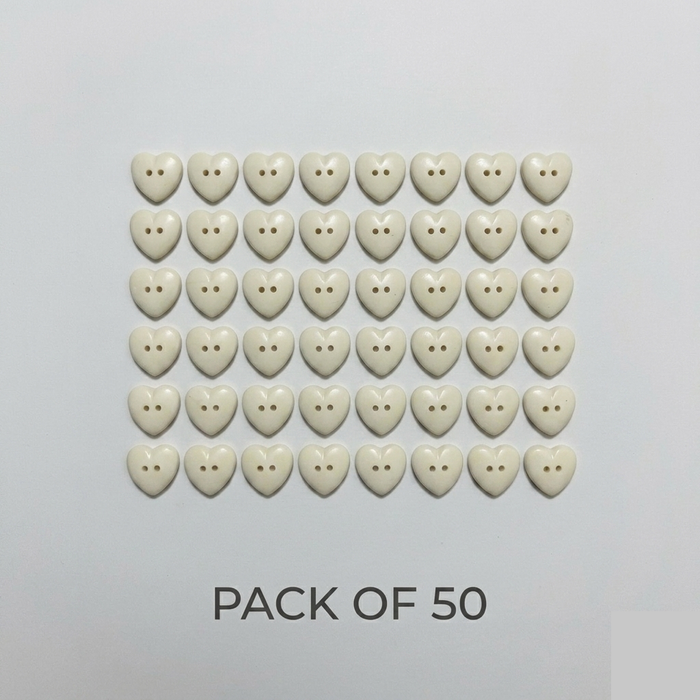 Cream Heart Buttons Pack of 50