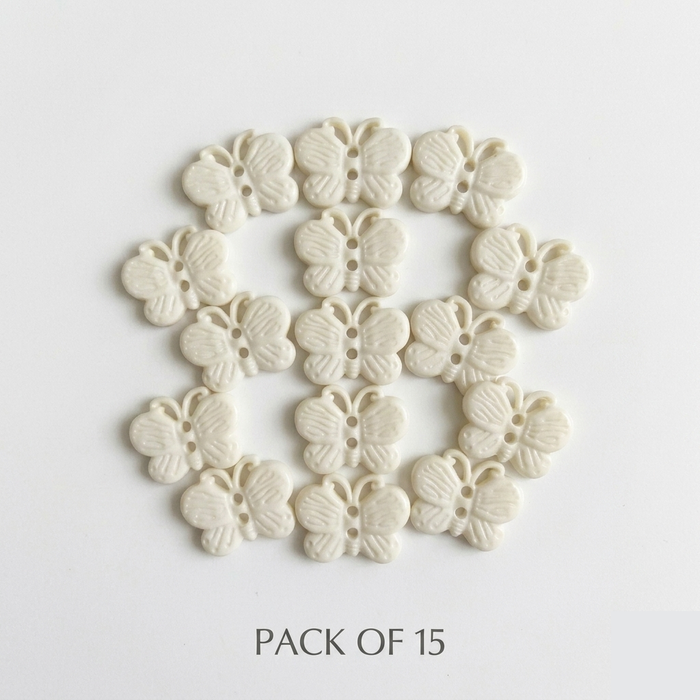 White Butterfly Buttons Pack of 15