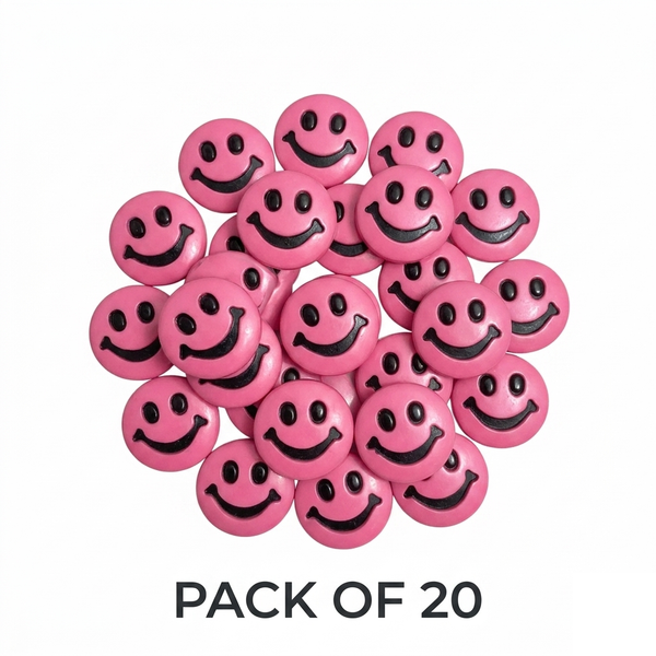 Pink Smiley Face Buttons Pack of 20