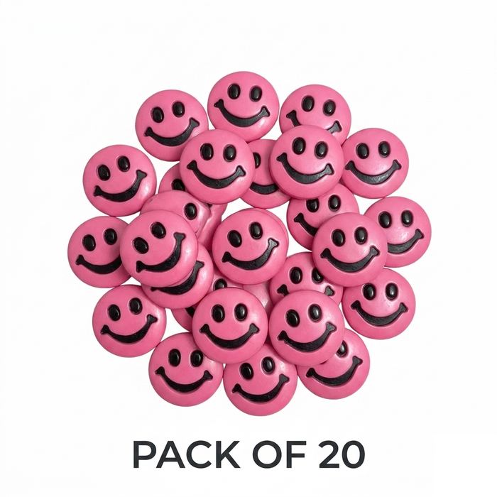 Pink Smiley Face Buttons Pack of 20