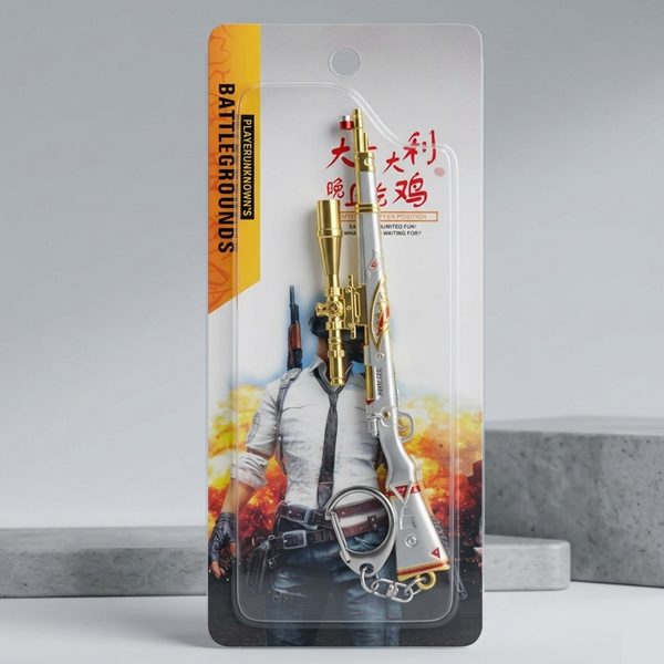 PUBG Battlegrounds Gold & Silver AWM Sniper Keychain