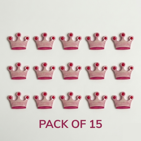 Pink Princess Crown Buttons Pack of 15