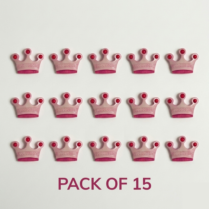 Pink Princess Crown Buttons Pack of 15