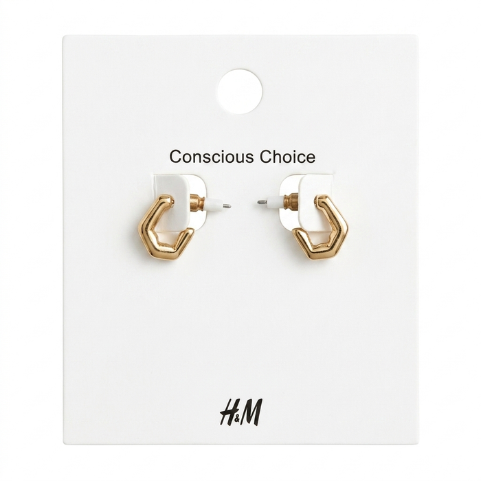 Gold Small Pentagon Hoop Earrings