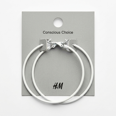 White Enamel Large Hoop Earrings