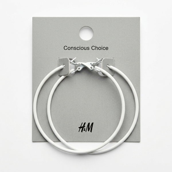 White Enamel Large Hoop Earrings