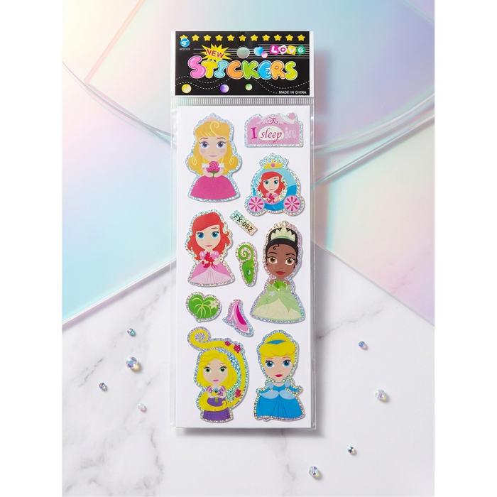 Fairy Tale Princess Glitter Sticker Sheet (5 Pcs)