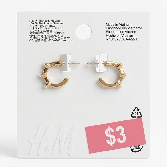 Gold Pearl Embellished Hoop Earrings