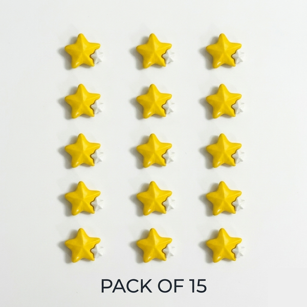 Yellow Star Buttons Pack of 15