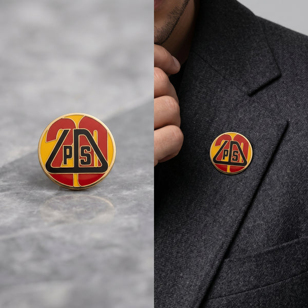 Geometric Enamel Metal Brooch
