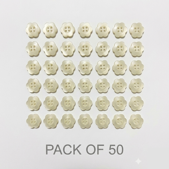 White Pearl Flower Buttons Pack of 50