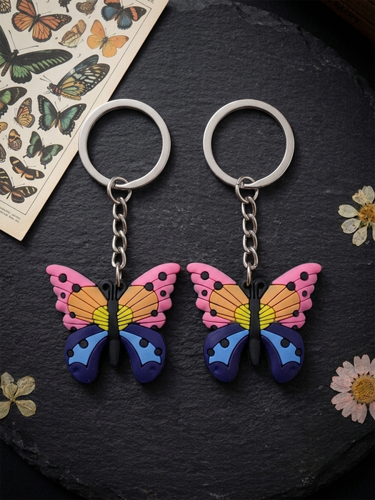 Colorful Butterfly PVC Keychains (Pack of 2)